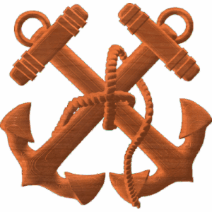 Crossed anchors with rope